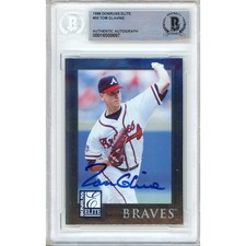 Tom Glavine Signed 1998 Donruss Elite #50 Braves Beckett BAS Slabbed MLB Auto
