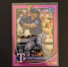 Wyatt Langford 2025 Bowman Chrome Pink Mojo Refractor /199 Rangers #36