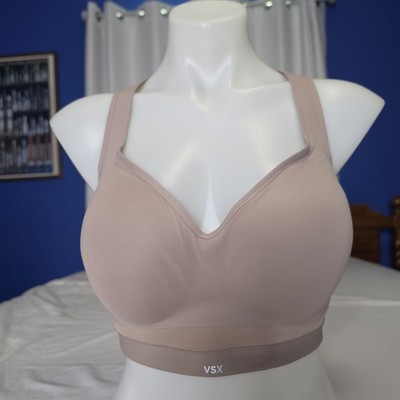 Victoria's Secret VSX Women's Incredible Plunge Sports Bra 34DDD Taupe Padded