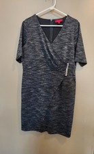 Vestido ajustado negro Jennifer Lopez para mujer talla XL manga corta imitación envoltura