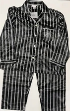 Kathryn Satin Pajamas Black & White Stripe Size L, Long Sleeve Top W/ Pants! NWT