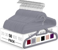 Utopia Home -Premium-Antirutsch-KleiderbüGel Aus Samt - (Grau, 50Er-Pack)