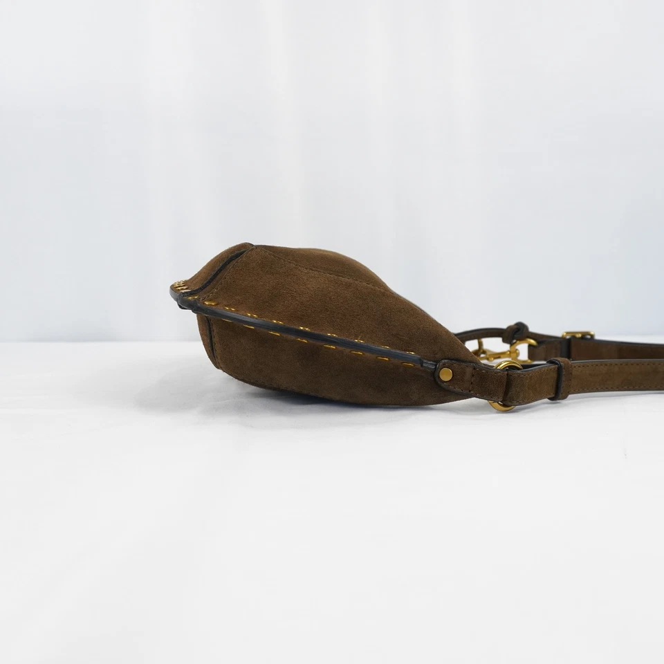 Bolso de hombro Isabel Marant Oskan Moon de gamuza con tachuelas para mujer en bronce y oro Foto 4 de 4