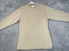 VTG Thermal Waffle Knit Shirt Mens Medium Tan Crewneck LS Base Layer Top 70s 80s