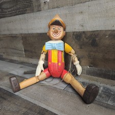 Vintage 1950s - 60s Carved Wood Pinocchio Marionette Puppet FAST SHIPPING