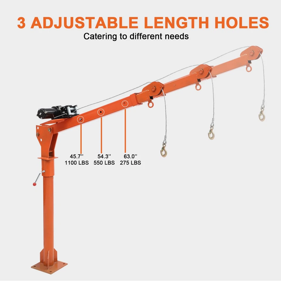 1100Lbs Truck Hoist Crane Folding Truck Mounted W/Electric Winch 3500Lb 12V 360° - Image 4 of 4