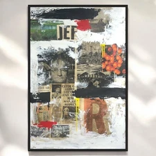 Original Mixed Media Abstract Modern Art Painting 24x36 "Jef" Signed