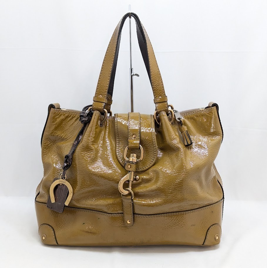 Borsa a mano Chloe Kerala Horse Charm in pelle oro giallo autentica RARA