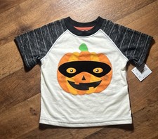 NWT Way to Celebrate Boys 2T Textured Pumpkin Jack-O-Lantern Halloween Shirt