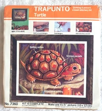 Turtle Crewel Kit Stitch Vintage 1970s Trapunto 4”x5” New Open Retro Craft Cute
