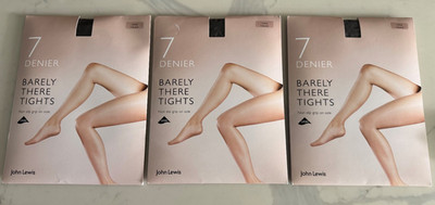 NEW 3 Pair John Lewis Barely There Tights Sheer Pantyhose 7 Denier Large Black