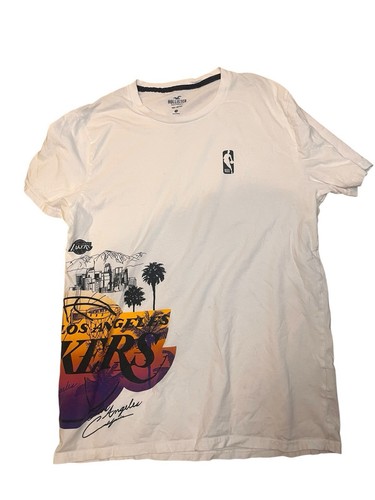 T-shirt Hollister uomo Los Angeles LA Lakers NBA con licenza grafica bianca taglia M