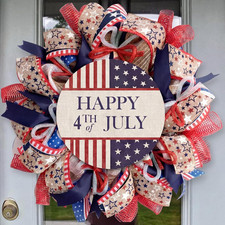 4Th of July Door Decor 13.78 Inch Patriotic Memorial Wreath for Front Door 4Th o