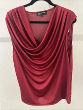 Jones New York Collection Women’s Burgundy Cowl Neck Blouse Top