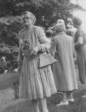 1959 Old Women Group Outdoors Tree Hilltop Dresses Purses Gathering