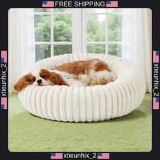 Bedsure ComfyFleece Donut Dog Bed Medium with Washable Cover and Support