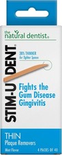 The Natural Dentist Stim-U-Dent Plaque Removers, Thin, Mint 160 Count, Brown