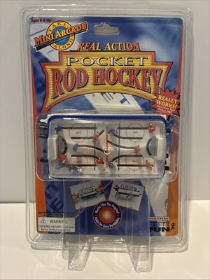 1997 Basic Fun Real Action Pocket Rod Hockey Mini Arcade Take Along Game #612-0