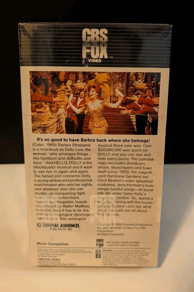 "Hello Dolly" (1969) Sealed And New  Musical/Comedy VHS 1984 Release - Image 3 of 4