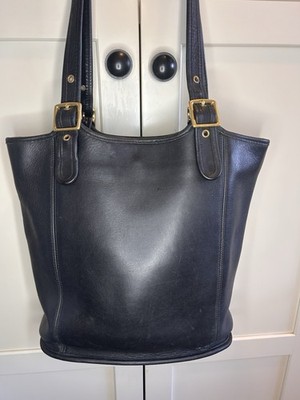 Authentic Vintage Coach Large Legacy Shopper 9090 Black & Brass Tote Purse Bag