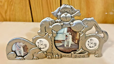 Pewter Dog Party Collage Picture Frame CUTE  