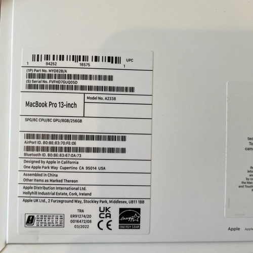 Apple MacBook Pro 13" Grey - M1 3.2GHz 8GB RAM 256GB + Magic Mouse 2 Minimal use - Picture 8 of 12