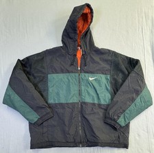 Vintage Nike Air Jacket Mens XL Black Green Hooded Colorblock Windbreaker 90s