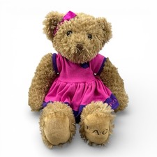 2015 Toys R Us FAO Schwarz 16" Brown Stuffed Teddy Bear Pink Dress  Bow