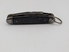 Vintage Imperial 4-Blade Camp Knife Pat Pend Can Opener Black Jigged Handle Bail