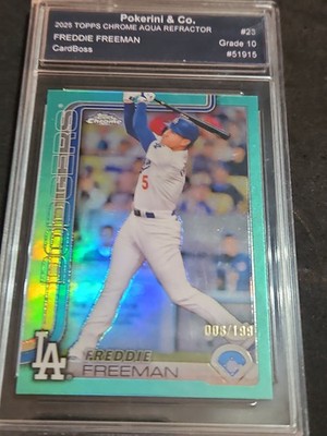 FREDDIE FREEMAN #23, 2025 TOPPS CHROME AQUA REFRACTOR 