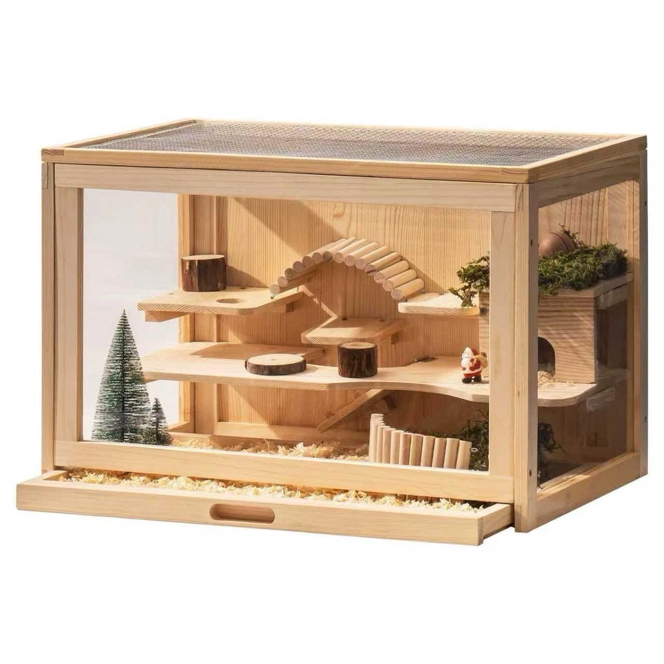 Wooden Hamster Cage Chinchillas Guinea Pig Mice Rodents Hutch Small Animal - Image 3 of 4