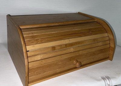 Bamboo Bread Box Large Natural Roll Top Wood Bread Box Countertop Bread Storage