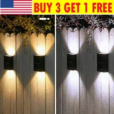 LED Solar Fence Lights Outdoor Dusk-to-Dawn Wall Light Garden Pathway Deck Lamp