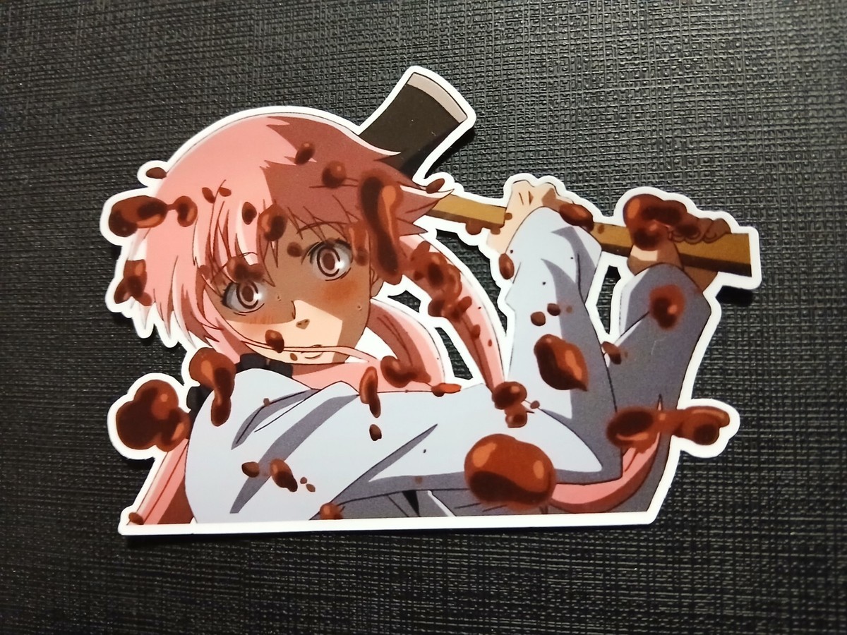 その他 yuno Yuno Gasai with Axe Future Diary Glossy Sticker Anime Waterproof