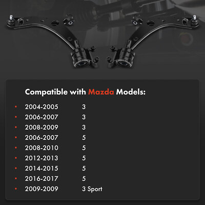 Front Lower Control Arms With Ball Joints Pair For Mazda 3 & 5 2004-2009