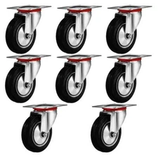 8 PACK 3" Swivel Caster Rubber Wheels Top Plate Bearing HEAVY DUTY FREE SHIPPING