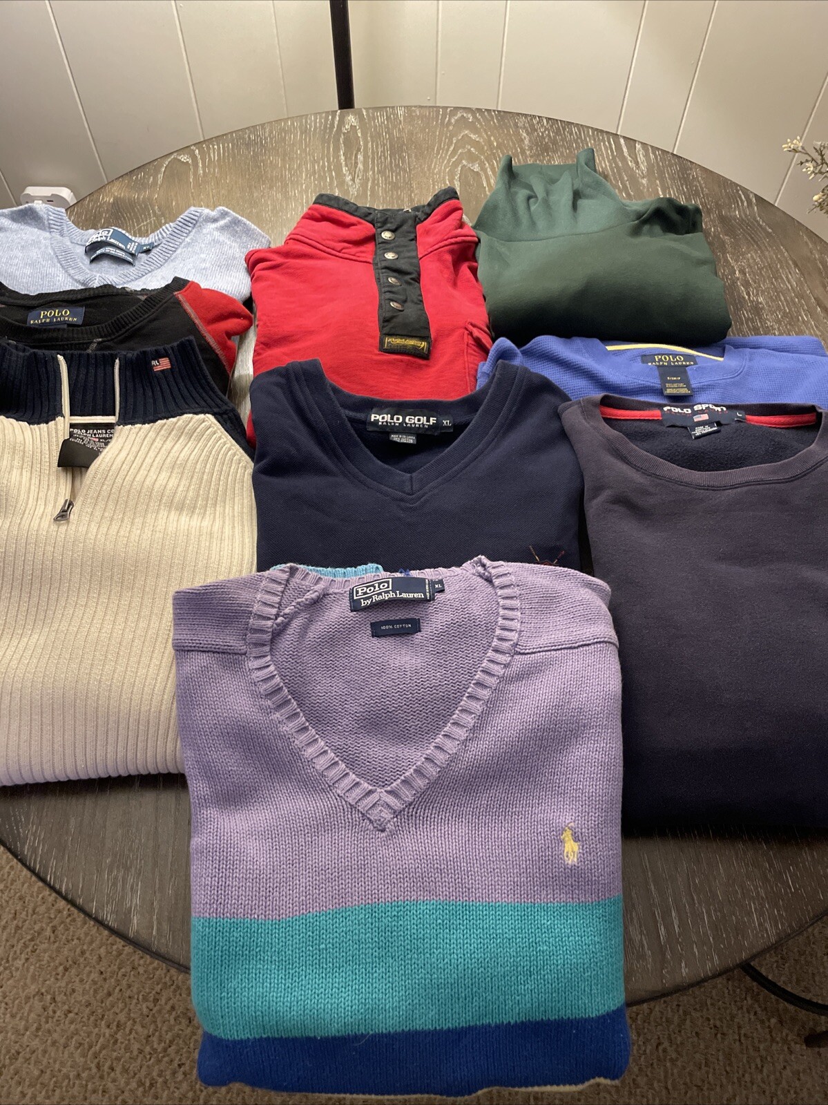 PONY Polo Ralph Lauren assortita LOTTO DI 8 maglioni e felpe manica lunga S L XL