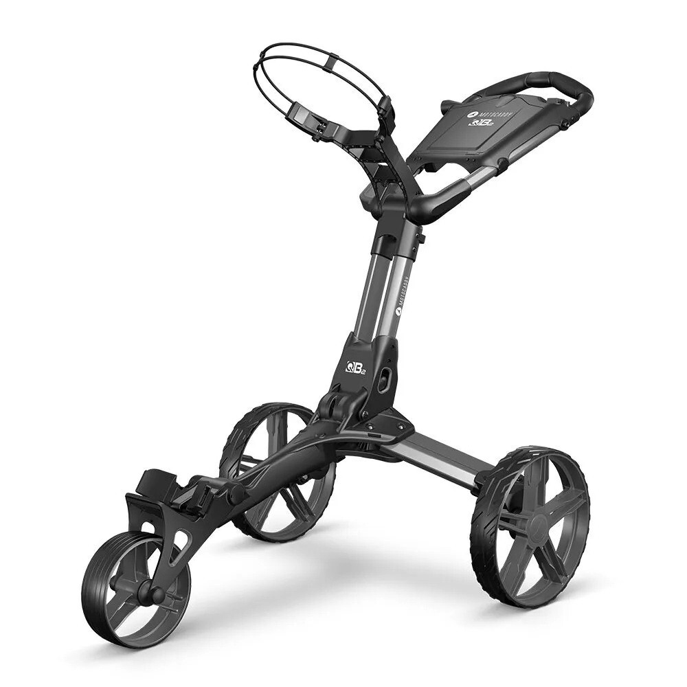 Motocaddy QB2 Golf Trolley – Compact Folding 3-Wheel Push Cart – Graphite