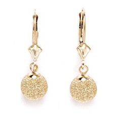 Women/Children's Stylish 14K Solid Yellow Gold Dangle Ball Earrings ER-L80