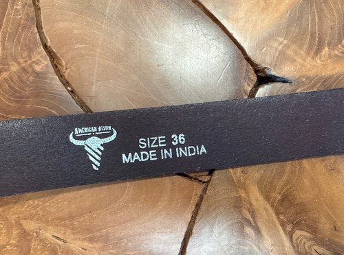 Cinturón de cuero genuino marrón American Bison para hombre talla 36 nuevo con etiquetas - Imagen 3 de 3