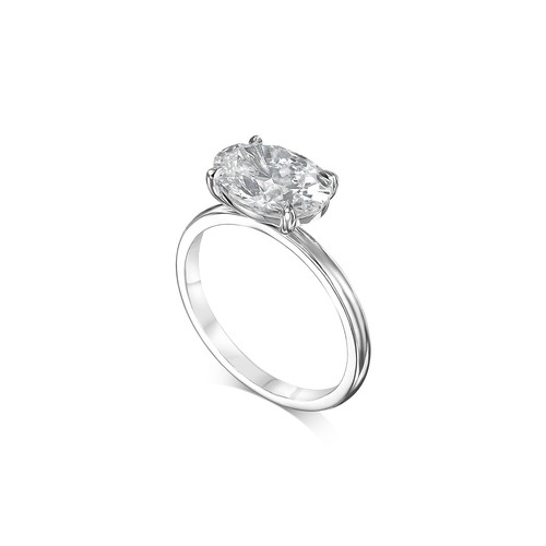 Anello di fidanzamento diamanti VVS2 colore F 2 Ctw creato in laboratorio oro bianco 14k IGI CVD - Foto 2 di 8
