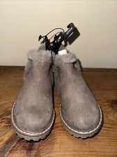 Girls 8 Brown Suede Fur Lined Bootie, Wonder Nation NWT