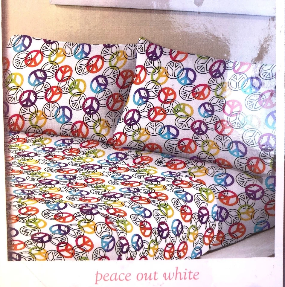 ЗНАК МИРА полный двойной 4шт лист комплект ~ радуга черный белый полиэстер микрофибры - Изображение 4 из 4