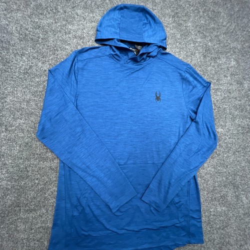 SPYDER Active Hoodie Mens M Blue Stretch Long Sleeve Pullover ProW B Athletic