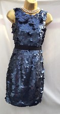New Lipsy Size 6 Navy Black Sequin Disc New Year Party Evening V Back Dress  £75