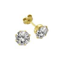 F Ohrstecker 333/- Gold Zirkonia Weiß 0,73Cm Damen GläNzend Neu