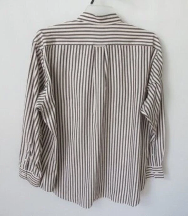 Camisa Cambridge Classics Gris Blanco Rayas Manga Larga Botón Delantero *Talla 17-1/2* Foto 3 de 4