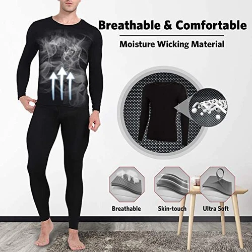 Herren Thermo Long Johns Warme Unterwäsche Top + Hose 2-teiliges Set Basisschicht - Bild 5 von 32