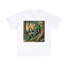 Unisex Adult T Shirt Vintage Forest Guardian Elf Fantasy Art Fairy Nature Witch