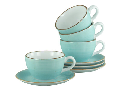 CreaTable - Vintage Nature - Cappuccino-Set 8-tlg. (Aqua)